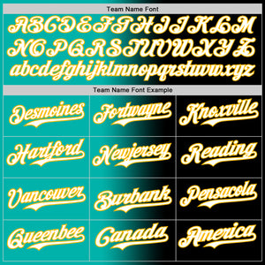 Custom Black White Aqua-Gold Authentic Gradient Fashion Baseball Jersey