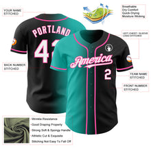 Laden Sie das Bild in den Galerie-Viewer, Custom Black White Aqua-Pink Authentic Gradient Fashion Baseball Jersey
