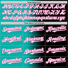 Laden Sie das Bild in den Galerie-Viewer, Custom Black White Aqua-Pink Authentic Gradient Fashion Baseball Jersey
