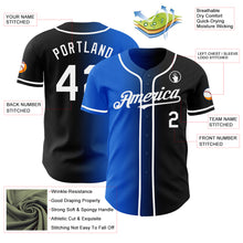 Загрузить изображение в средство просмотра галереи, Custom Black White-Thunder Blue Authentic Gradient Fashion Baseball Jersey
