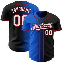 Загрузить изображение в средство просмотра галереи, Custom Black White Thunder Blue-Red Authentic Gradient Fashion Baseball Jersey

