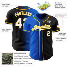Загрузить изображение в средство просмотра галереи, Custom Black White Thunder Blue-Yellow Authentic Gradient Fashion Baseball Jersey
