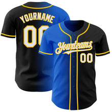 Загрузить изображение в средство просмотра галереи, Custom Black White Thunder Blue-Yellow Authentic Gradient Fashion Baseball Jersey
