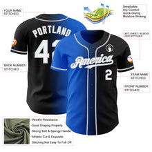 Загрузить изображение в средство просмотра галереи, Custom Black White Thunder Blue-Gray Authentic Gradient Fashion Baseball Jersey
