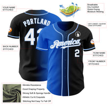 Загрузить изображение в средство просмотра галереи, Custom Black White Thunder Blue-Light Blue Authentic Gradient Fashion Baseball Jersey
