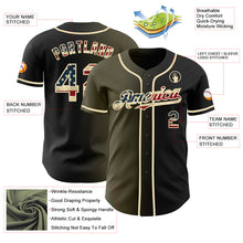 Laden Sie das Bild in den Galerie-Viewer, Custom Black Vintage USA Flag Olive-Cream Authentic Gradient Fashion Baseball Jersey
