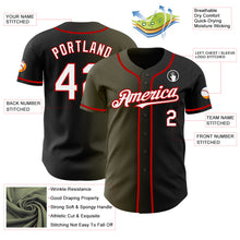 Load image into Gallery viewer, Custom Black White Olive-Red Authentic Gradient Fashion Baseball Jersey
