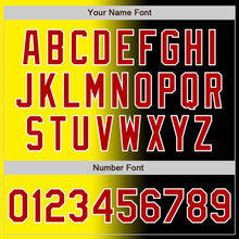 Laden Sie das Bild in den Galerie-Viewer, Custom Black Red Light Yellow-White Authentic Gradient Fashion Baseball Jersey
