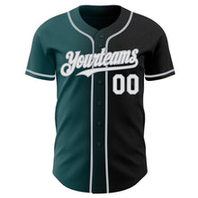 Laden Sie das Bild in den Galerie-Viewer, Custom Black White Midnight Green-Gray Authentic Gradient Fashion Baseball Jersey
