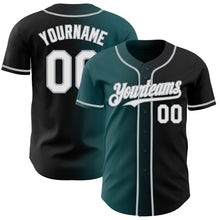 Laden Sie das Bild in den Galerie-Viewer, Custom Black White Midnight Green-Gray Authentic Gradient Fashion Baseball Jersey
