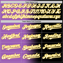 Load image into Gallery viewer, Custom Black White Medium Purple-Yellow Authentic Gradient Fashion Baseball Jersey

