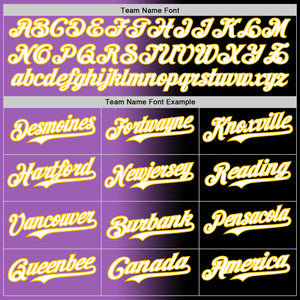 Custom Black White Medium Purple-Yellow Authentic Gradient Fashion Baseball Jersey