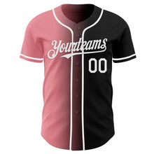 Laden Sie das Bild in den Galerie-Viewer, Custom Black White-Medium Pink Authentic Gradient Fashion Baseball Jersey
