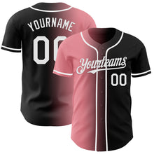 Laden Sie das Bild in den Galerie-Viewer, Custom Black White-Medium Pink Authentic Gradient Fashion Baseball Jersey
