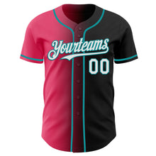 Загрузить изображение в средство просмотра галереи, Custom Black White Neon Pink-Teal Authentic Gradient Fashion Baseball Jersey
