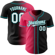 Загрузить изображение в средство просмотра галереи, Custom Black White Neon Pink-Teal Authentic Gradient Fashion Baseball Jersey
