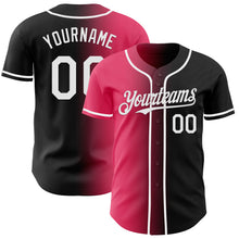 Загрузить изображение в средство просмотра галереи, Custom Black White-Neon Pink Authentic Gradient Fashion Baseball Jersey
