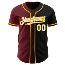 Загрузить изображение в средство просмотра галереи, Custom Black White Burgundy-Gold Authentic Gradient Fashion Baseball Jersey
