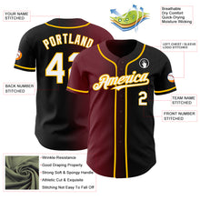 Загрузить изображение в средство просмотра галереи, Custom Black White Burgundy-Gold Authentic Gradient Fashion Baseball Jersey
