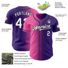 Загрузить изображение в средство просмотра галереи, Custom Purple White Pink-Black Authentic Gradient Fashion Baseball Jersey
