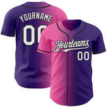 Загрузить изображение в средство просмотра галереи, Custom Purple White Pink-Black Authentic Gradient Fashion Baseball Jersey
