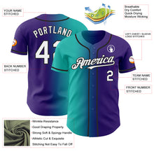 Charger l&#39;image dans la galerie, Custom Purple White Aqua-Black Authentic Gradient Fashion Baseball Jersey

