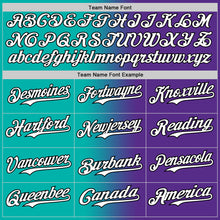Charger l&#39;image dans la galerie, Custom Purple White Aqua-Black Authentic Gradient Fashion Baseball Jersey
