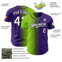 Charger l&#39;image dans la galerie, Custom Purple White Neon Green-Black Authentic Gradient Fashion Baseball Jersey
