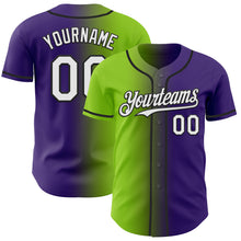 Charger l&#39;image dans la galerie, Custom Purple White Neon Green-Black Authentic Gradient Fashion Baseball Jersey
