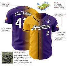 Charger l&#39;image dans la galerie, Custom Purple White Gold-Black Authentic Gradient Fashion Baseball Jersey
