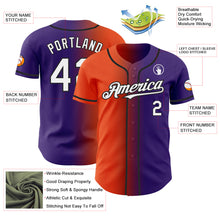 Charger l&#39;image dans la galerie, Custom Purple White Orange-Black Authentic Gradient Fashion Baseball Jersey
