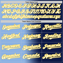 Charger l&#39;image dans la galerie, Custom Navy White Light Blue-Yellow Authentic Gradient Fashion Baseball Jersey
