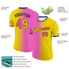 Загрузить изображение в средство просмотра галереи, Custom Yellow Pink-Black Gradient Fashion Performance T-Shirt
