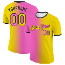 Загрузить изображение в средство просмотра галереи, Custom Yellow Pink-Black Gradient Fashion Performance T-Shirt
