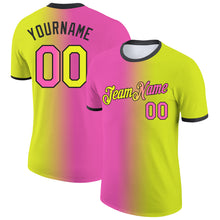 Загрузить изображение в средство просмотра галереи, Custom Neon Yellow Pink-Black Gradient Fashion Performance T-Shirt
