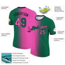 Laden Sie das Bild in den Galerie-Viewer, Custom Kelly Green Pink-Black Gradient Fashion Performance T-Shirt
