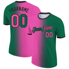 Laden Sie das Bild in den Galerie-Viewer, Custom Kelly Green Pink-Black Gradient Fashion Performance T-Shirt
