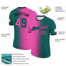 Load image into Gallery viewer, Custom Teal Pink-Black Gradient Fashion Performance T-Shirt
