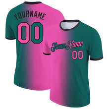 Load image into Gallery viewer, Custom Teal Pink-Black Gradient Fashion Performance T-Shirt
