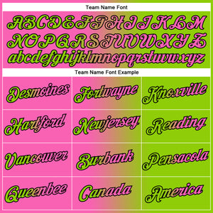 Custom Neon Green Pink-Black Gradient Fashion Performance T-Shirt