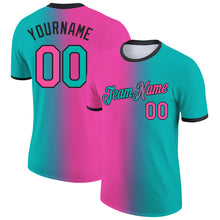 Load image into Gallery viewer, Custom Aqua Pink-Black Gradient Fashion Performance T-Shirt

