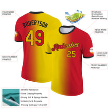 Laden Sie das Bild in den Galerie-Viewer, Custom Red Yellow-Black Gradient Fashion Performance T-Shirt
