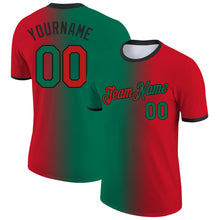 Laden Sie das Bild in den Galerie-Viewer, Custom Red Kelly Green-Black Gradient Fashion Performance T-Shirt
