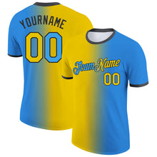 Laden Sie das Bild in den Galerie-Viewer, Custom Powder Blue Yellow-Black Gradient Fashion Performance T-Shirt
