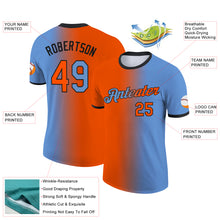 Загрузить изображение в средство просмотра галереи, Custom Light Blue Orange-Black Gradient Fashion Performance T-Shirt

