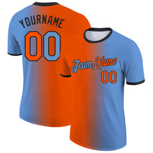 Загрузить изображение в средство просмотра галереи, Custom Light Blue Orange-Black Gradient Fashion Performance T-Shirt
