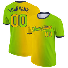 Загрузить изображение в средство просмотра галереи, Custom Neon Green Yellow-Navy Gradient Fashion Performance T-Shirt

