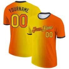 Загрузить изображение в средство просмотра галереи, Custom Orange Yellow-Black Gradient Fashion Performance T-Shirt

