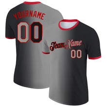 Загрузить изображение в средство просмотра галереи, Custom Black Gray-Red Gradient Fashion Performance T-Shirt
