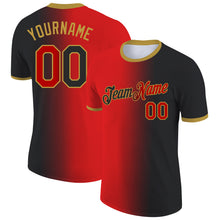 Загрузить изображение в средство просмотра галереи, Custom Black Red-Old Gold Gradient Fashion Performance T-Shirt
